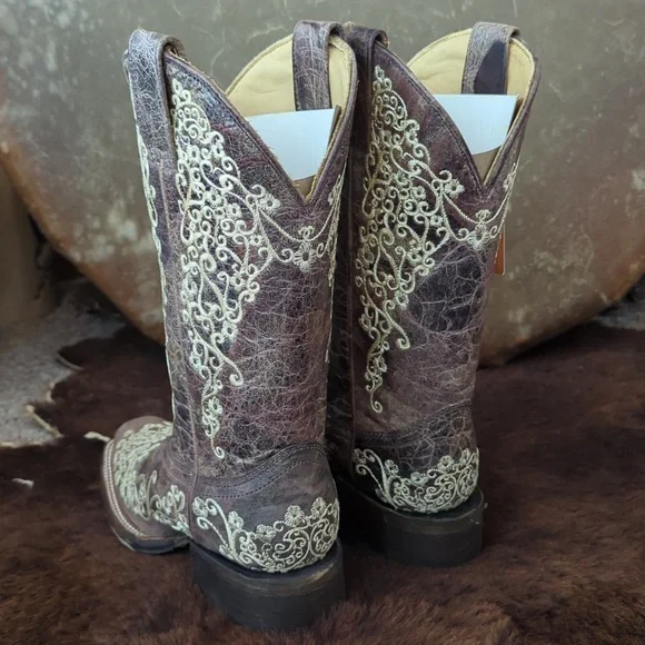 CORRAL A2663 floral embroidery "Lisa" distressed leather cowgirl boots sz6.5 NEW - Picture 14 of 16